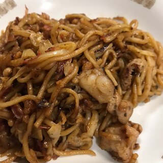 ２種お肉と干しエビのソース焼きそば(^^)